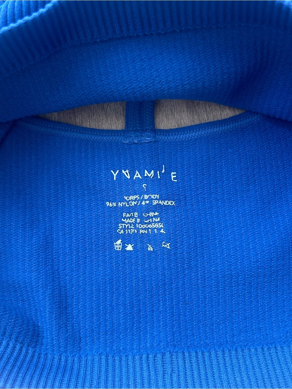 Dynamite Blue Ribbed V-Neck Crop Tank Top - Picture 3 of 3